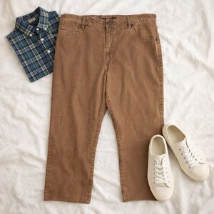 Alberto Brown Twill Pants Mens W38 Cropped Straight Leg Stretch Casual